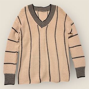 NWOT Women’s Cream and Black Striped Sweater